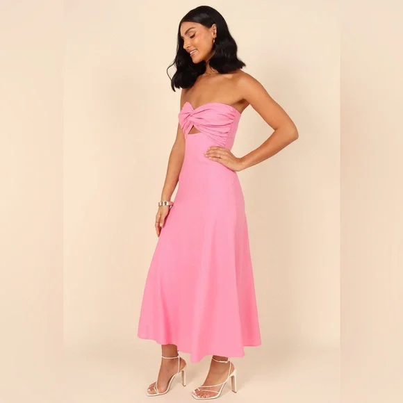 Petal & Pup Hot Pink Strapless Twist Front Maxi - Picture 4 of 10